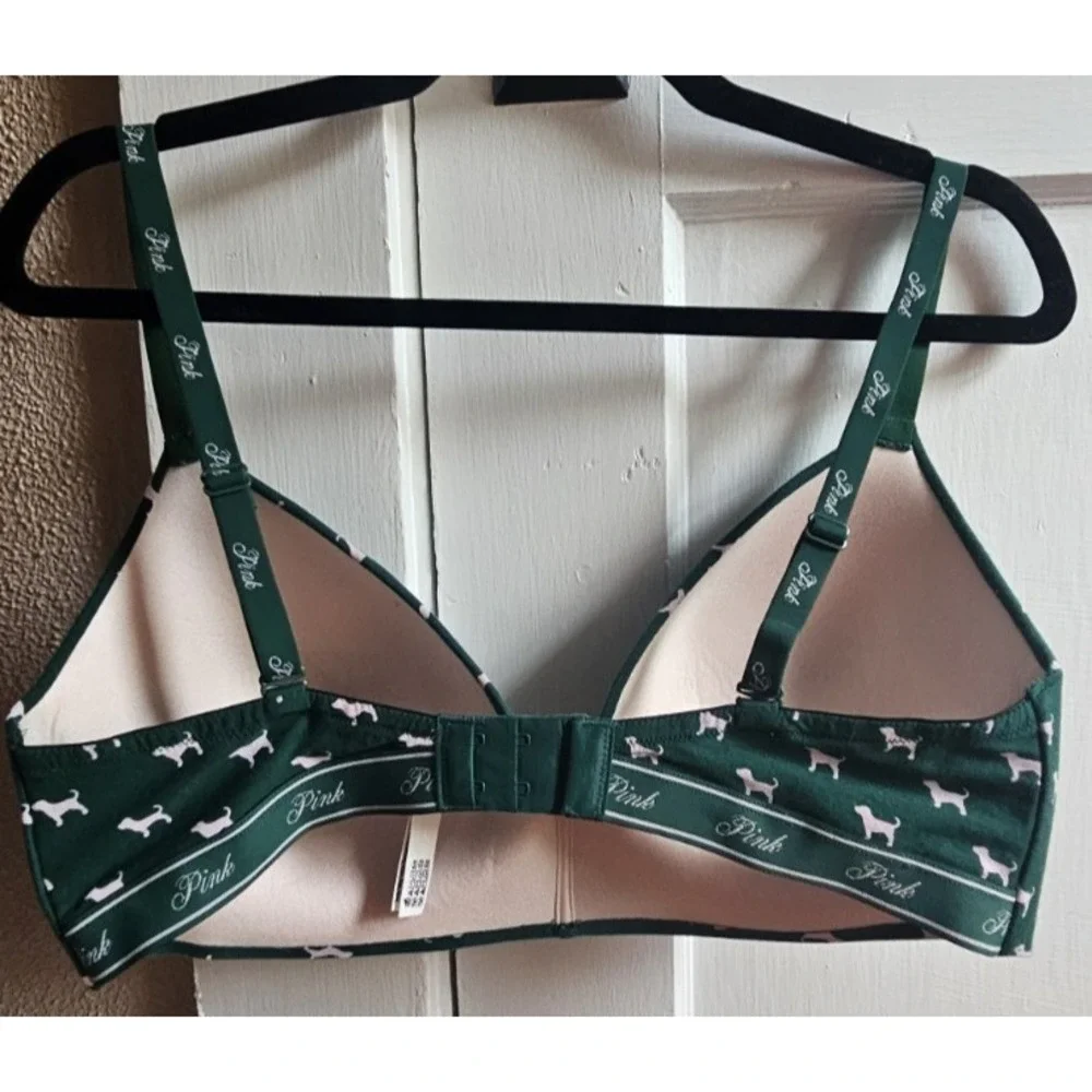 Victoria's Secret PINK everywhere Push-Up bra jaguar green dog print 38DD